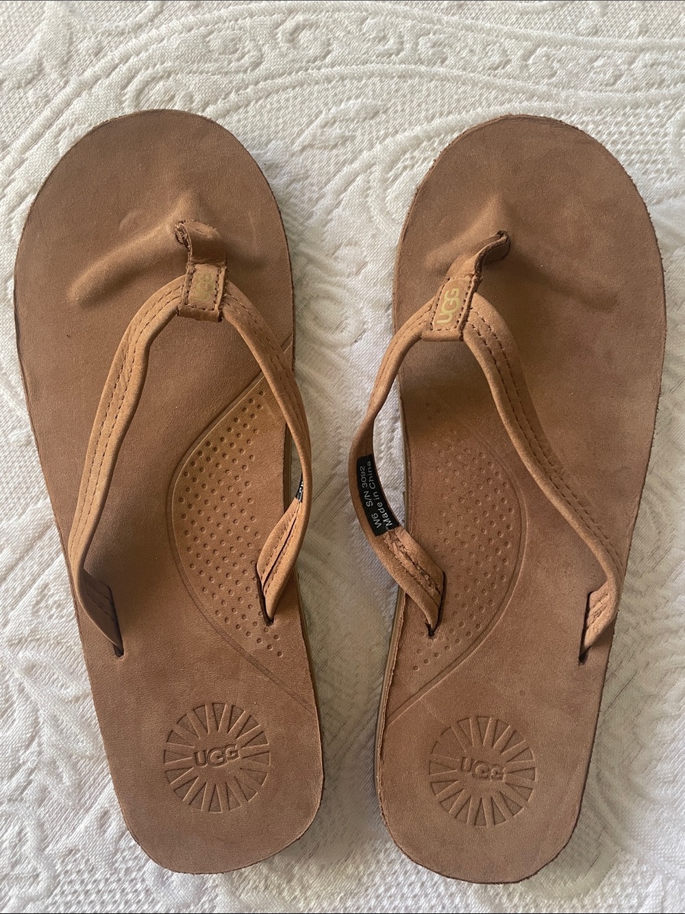 UGG Brown Leather Thong Sandals for Women